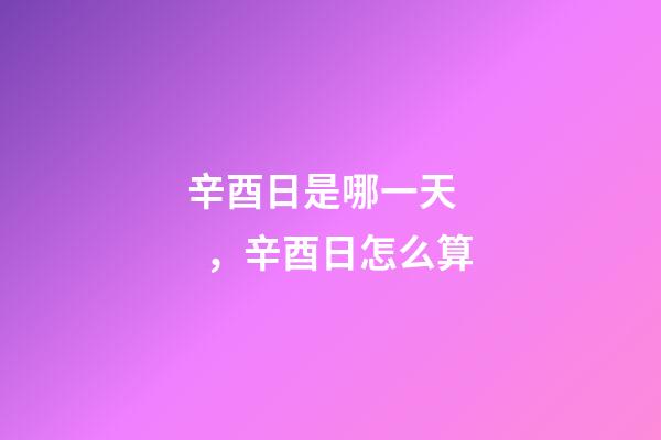 辛酉日是哪一天，辛酉日怎么算